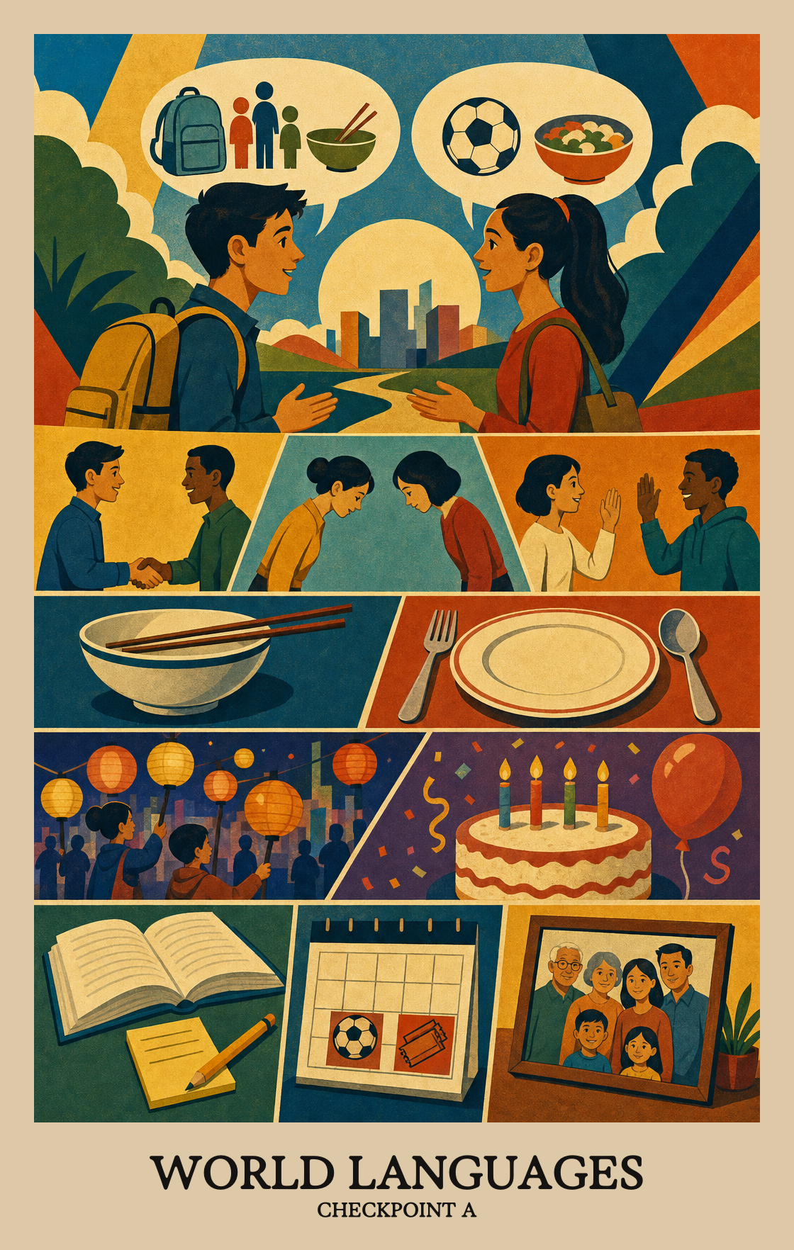 Illustration of what students learn in Checkpoint A World Languages
