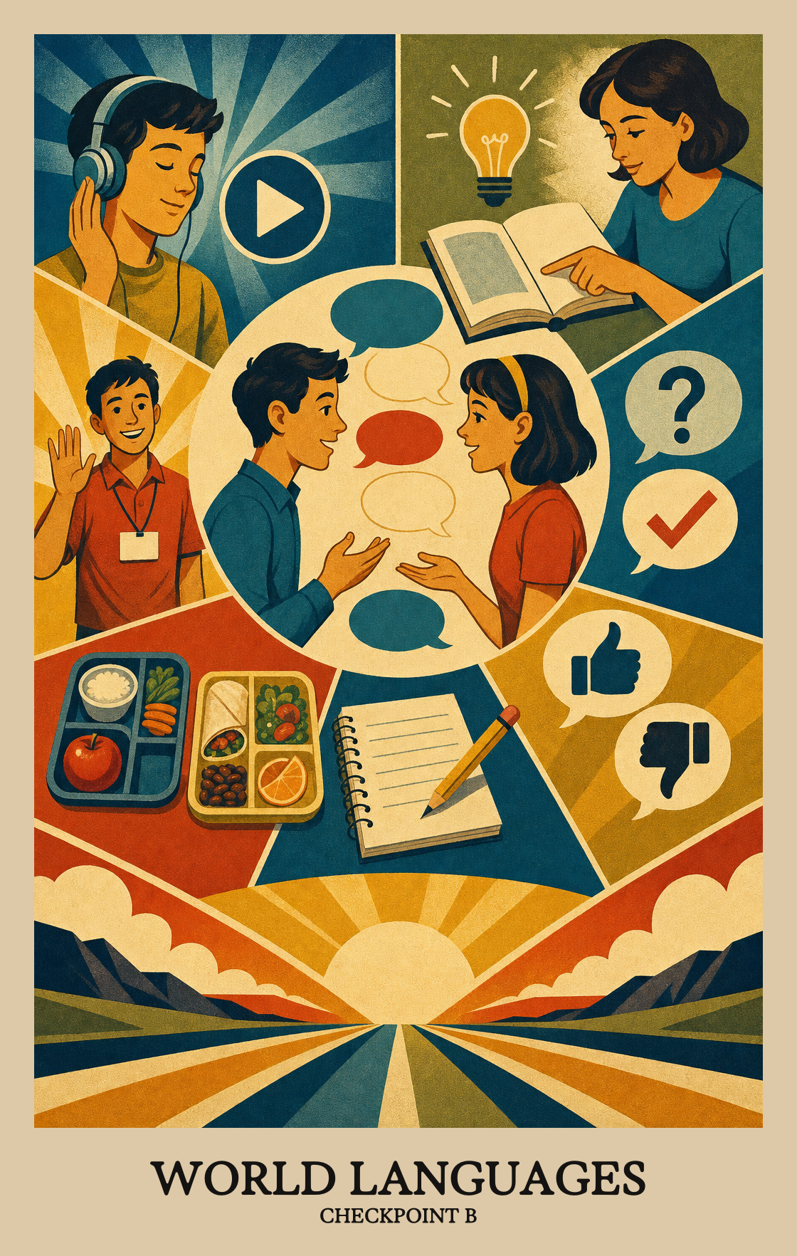 Illustration of what students learn in Checkpoint B World Languages