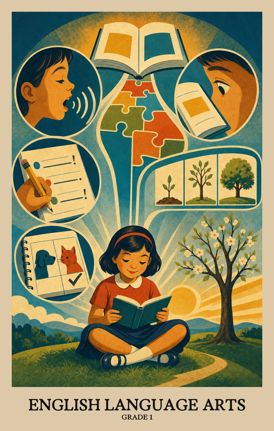 Illustration of what students learn in Grade 1 English Language Arts