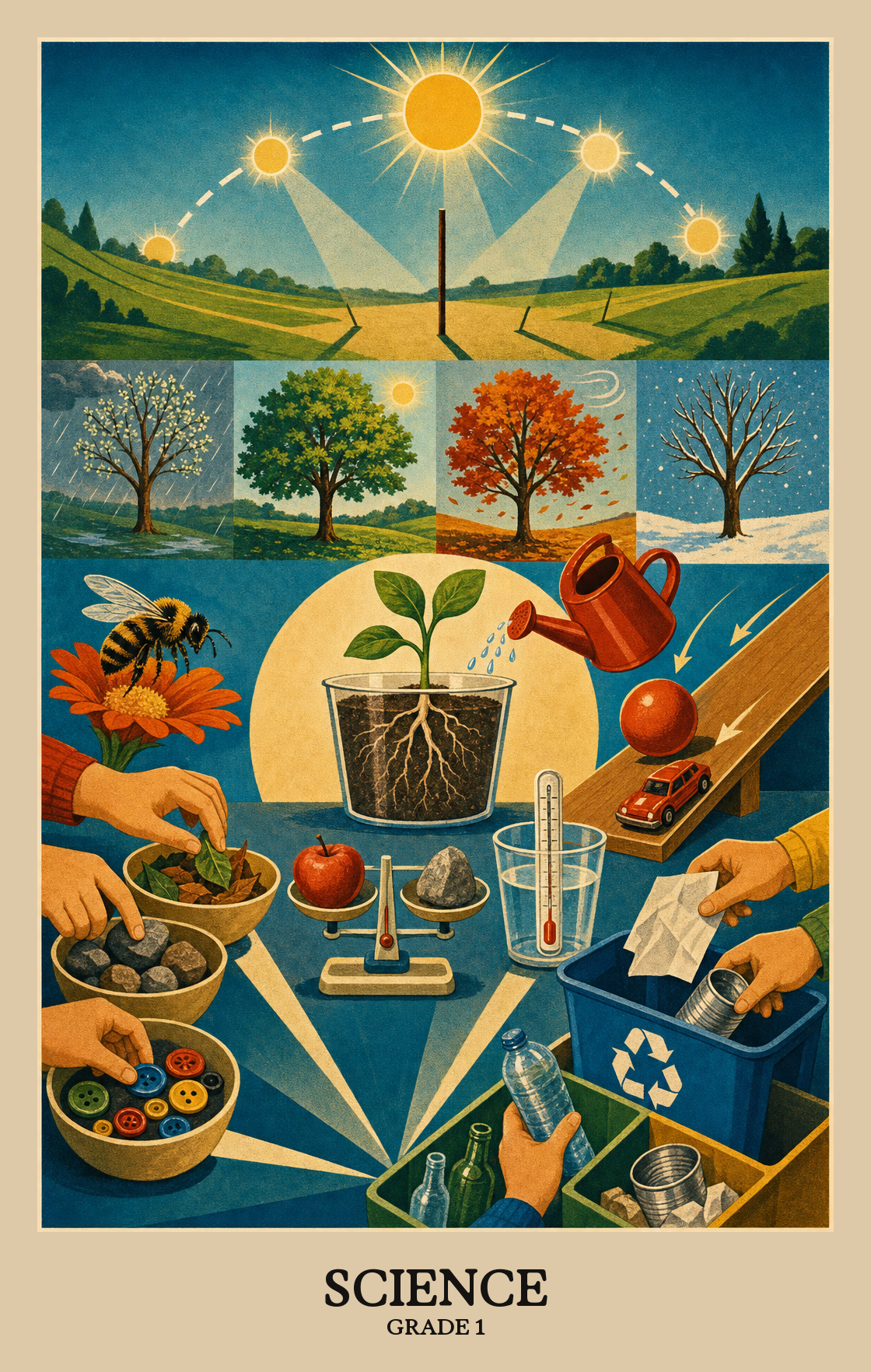 Illustration of what students learn in Grade 1 Science
