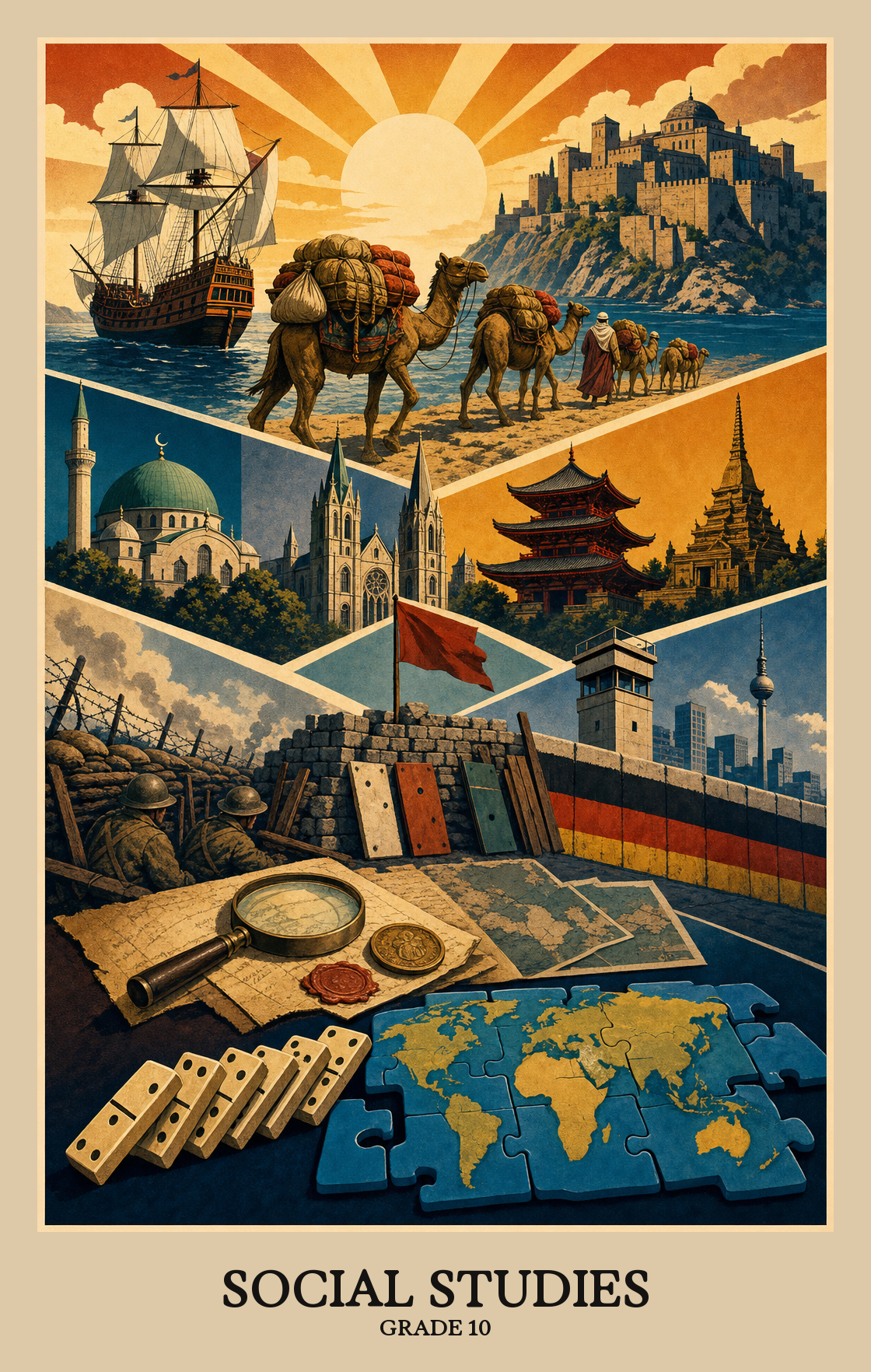 Illustration of what students learn in Grade 10 Social Studies