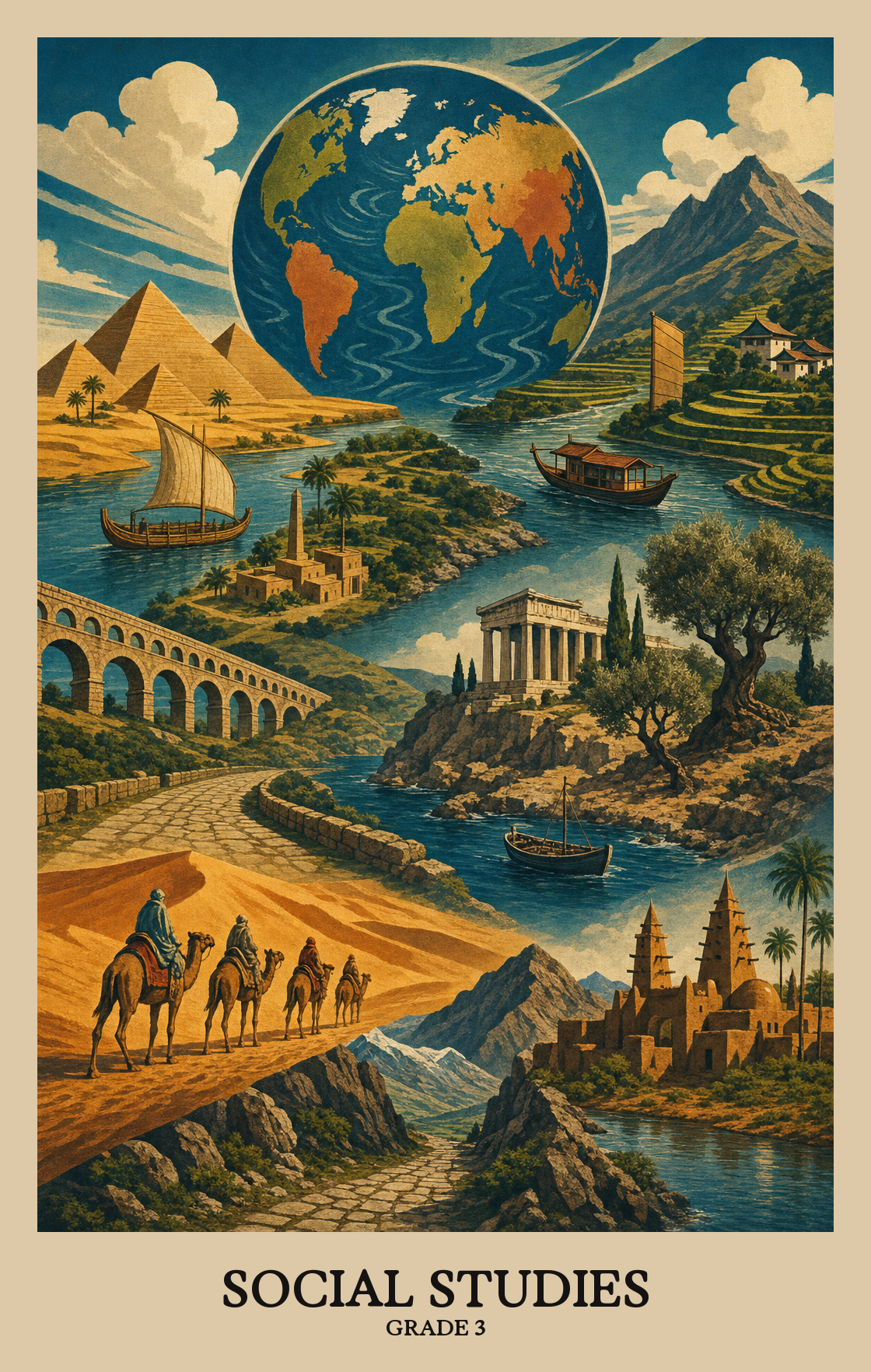 Illustration of what students learn in Grade 3 Social Studies