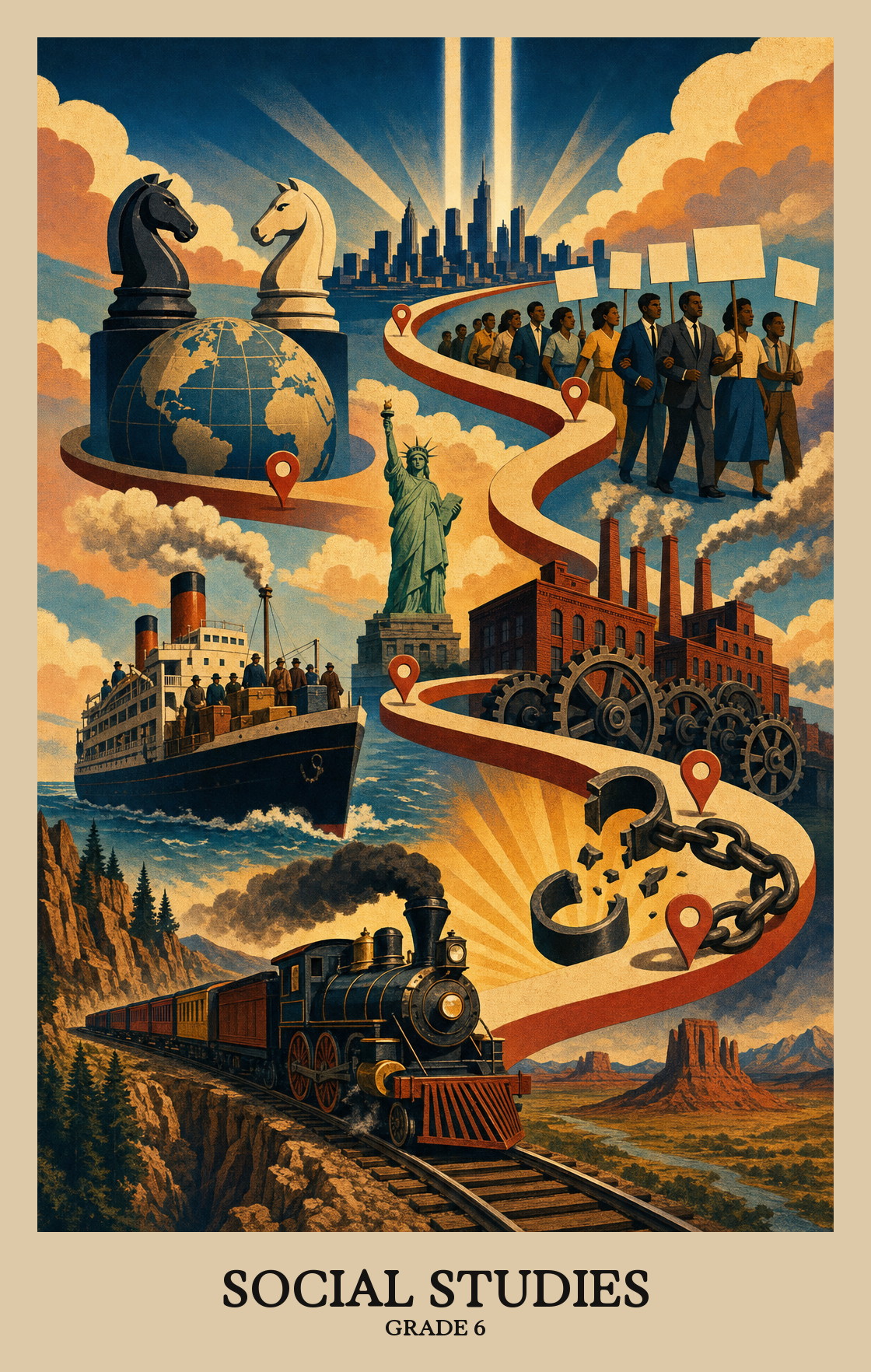 Illustration of what students learn in Grade 6 Social Studies