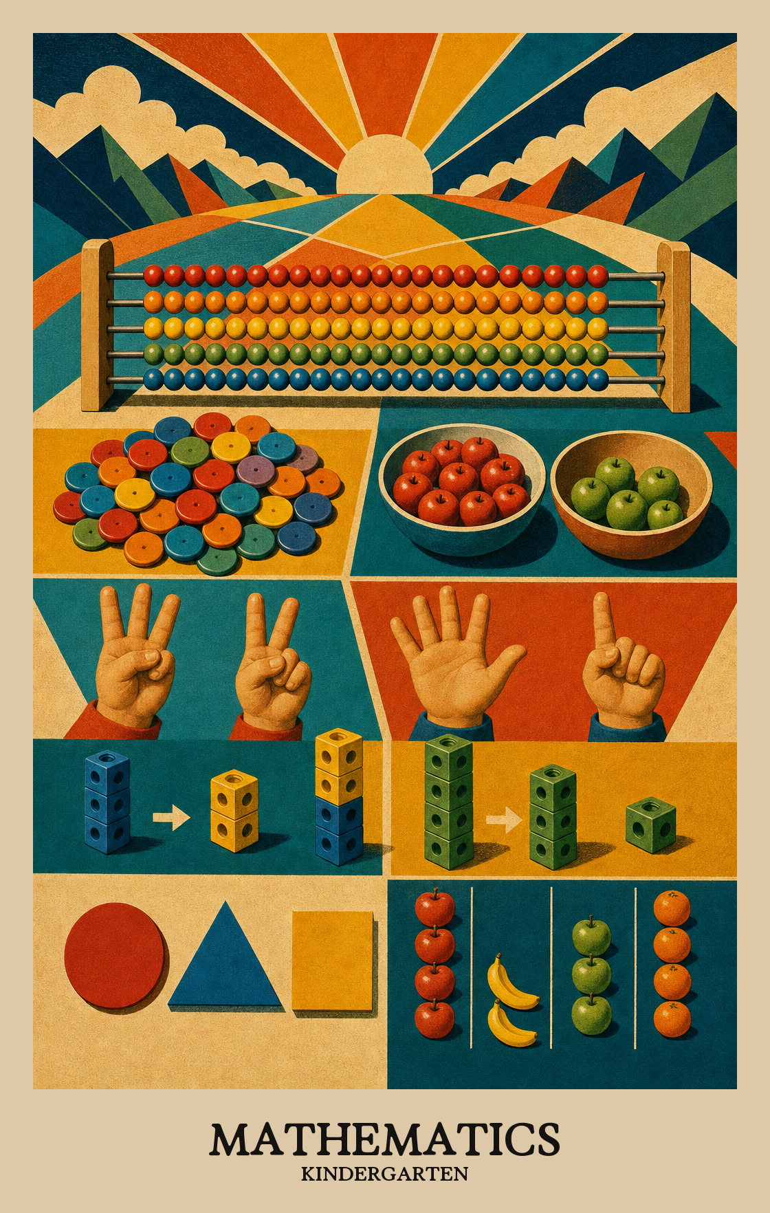 Illustration of what students learn in Kindergarten Mathematics