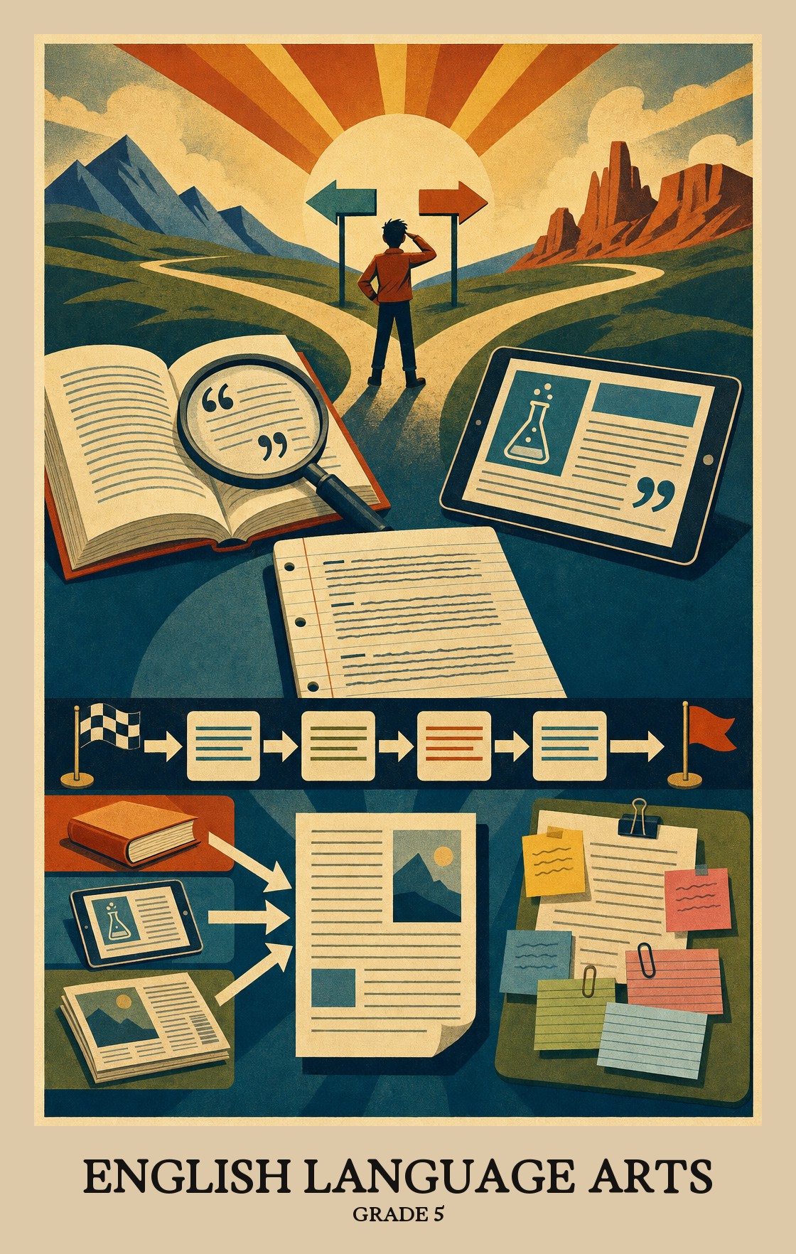 Illustration of what students learn in Grade 5 English Language Arts