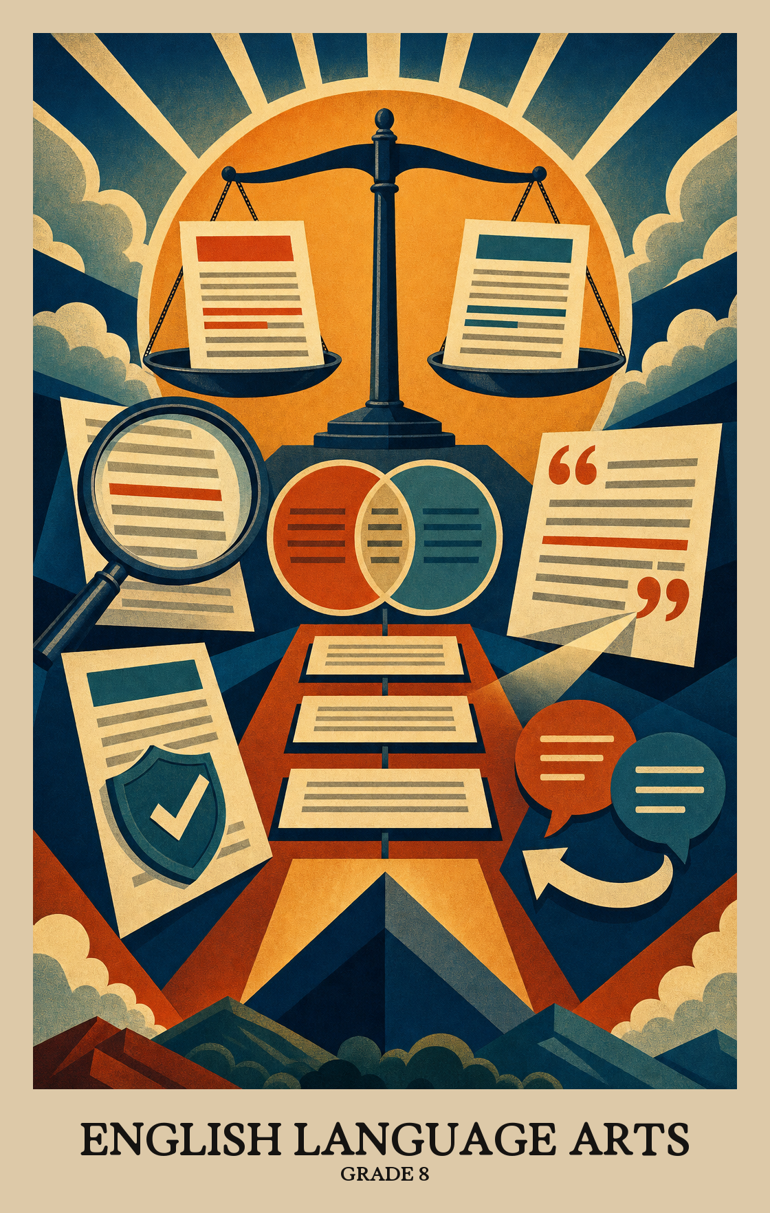 Illustration of what students learn in Grade 8 English Language Arts